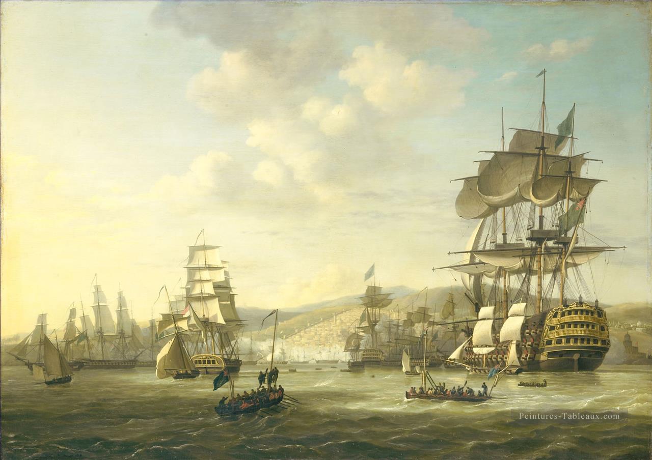 Flotte anglo hollandaise dans la baie d’Alger 1816 Navire de guerre Peintures à l'huile